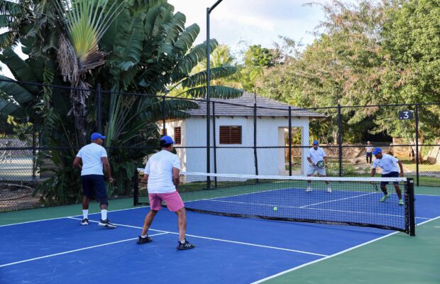 Players at our Caribbean resort with pickleball courts